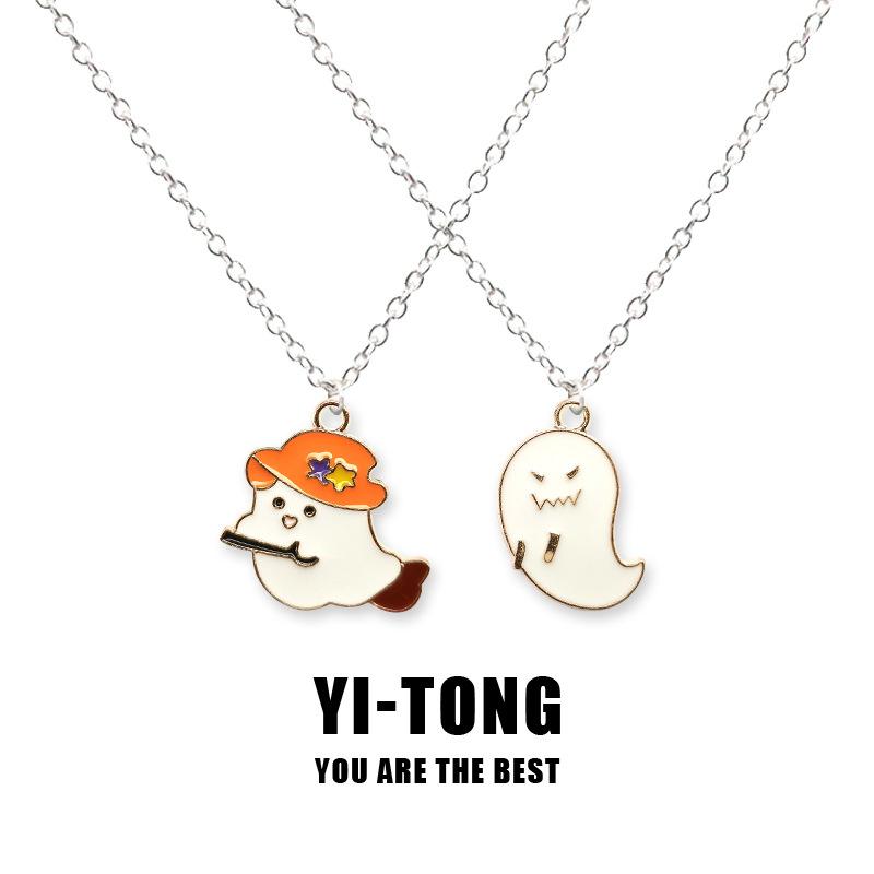 Collier fantôme blanc de personnalité féroce, Ins, doux, Cool, créatif, Hip Hop, femme, mignon, Couple, pendentif pour petite amie