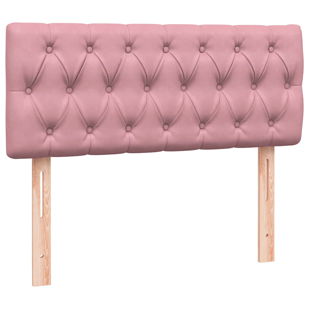 Box Spring Bed with Mattress & LED Lighting Pink 120 X 220 Cm Velvet