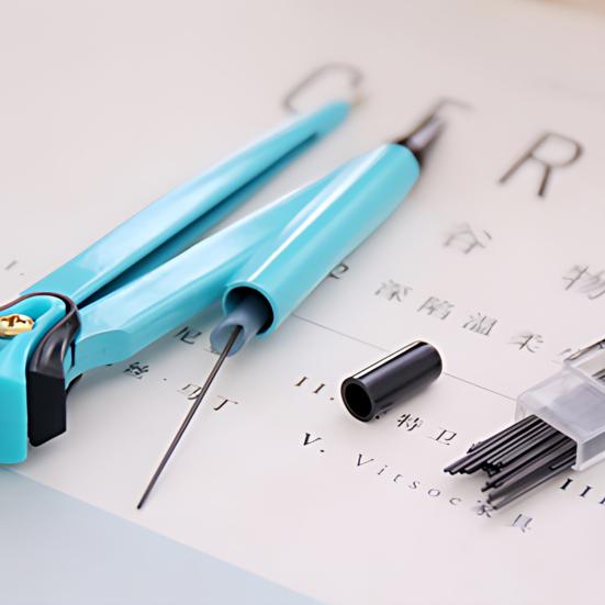 Students Compass Set with Lead Eraser Storage Box Math Learning Drawing Compass Geometry Tool Classroom School Office Supplies