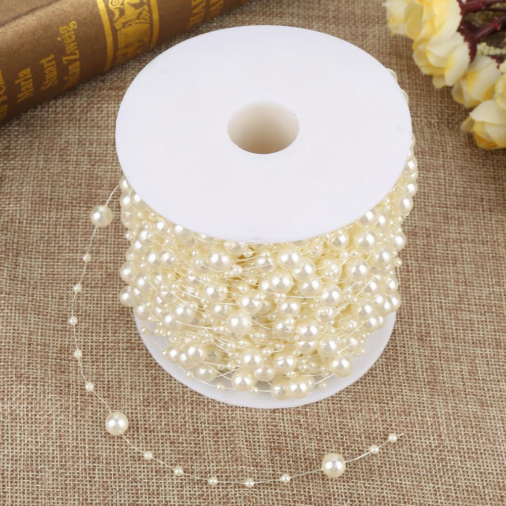 60mCelsiusroll Grinding Pearl Wire Beads Garland String Wedding Decoration 3mm+8mm(white)