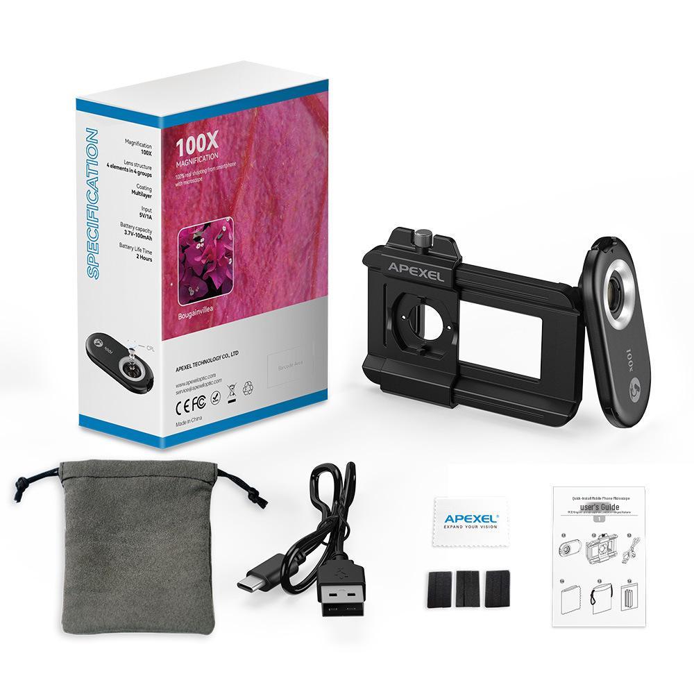 200x HD Optical Phone Microscope for Skin, Textile, and Biological Research