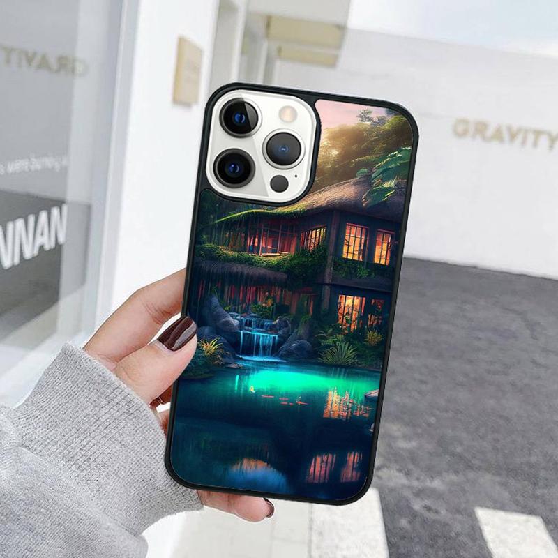 Hand Painted House Beautiful Scenery Phone Case For iPhone 17 Air 15 16 Cover  11 13 14 Pro Max 12 Plus Max XR