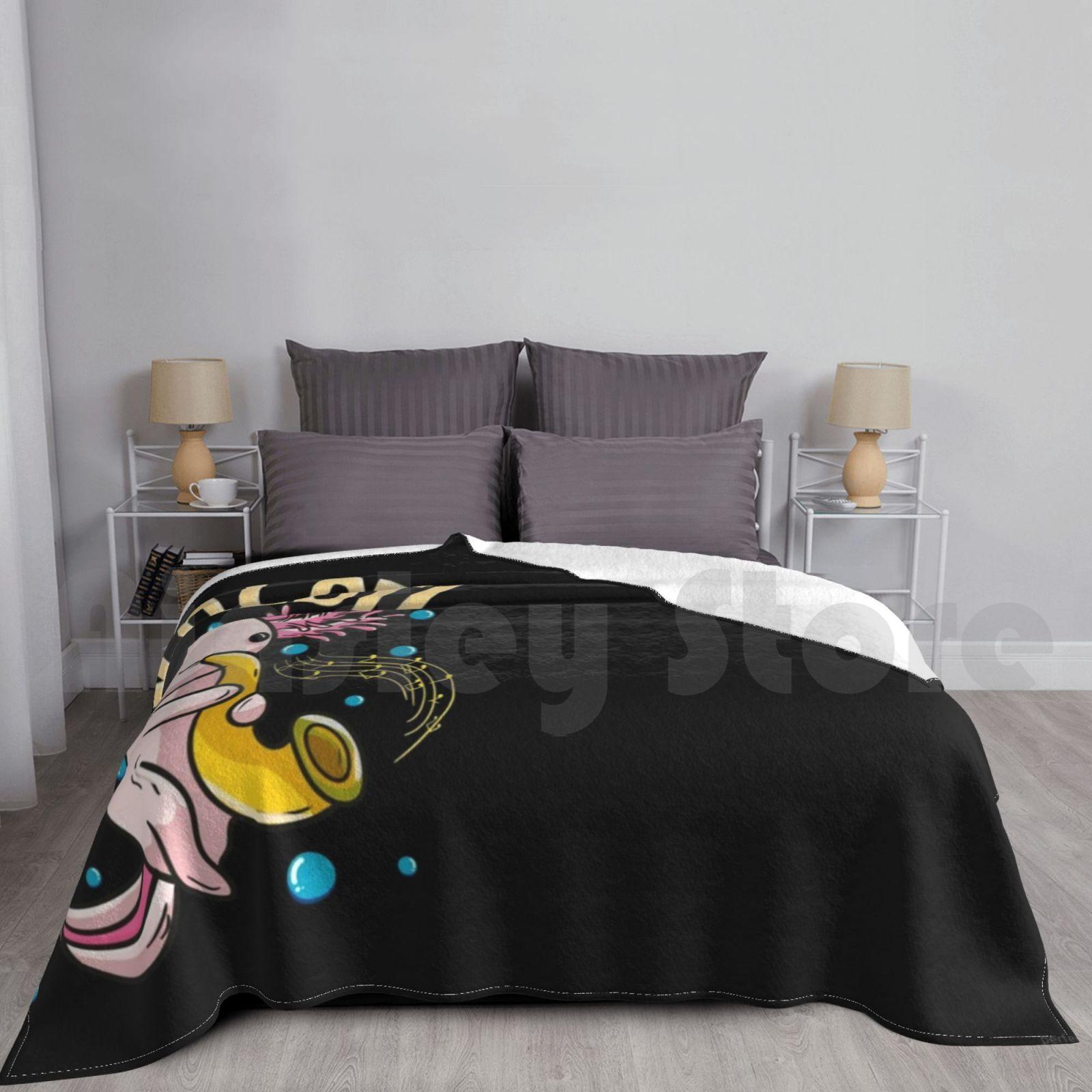 Blanket Cute & Funny Saxolotl Adorable Axolotl Playing Sax 1255 Saxolotl Axolotl Sax Axolotl Size: 75*100cm, Weight: 230 GSM