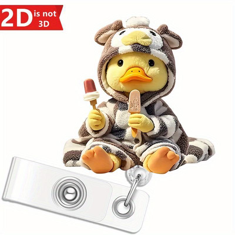 Cute Duck Cardiac Badge Holder - 2D Acrylic Scalable Clip for Nursing Students and Medical Staff.