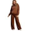Women's Lined Drop Shoulder Top and Wide Leg Pants 2 Piece Set Color Loose Fit Casual Fall Winter Outfit