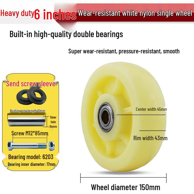 Nylon Swivel Caster Wheels: 2-6 inch Heavy-Duty Rubber & Flat Plate Options