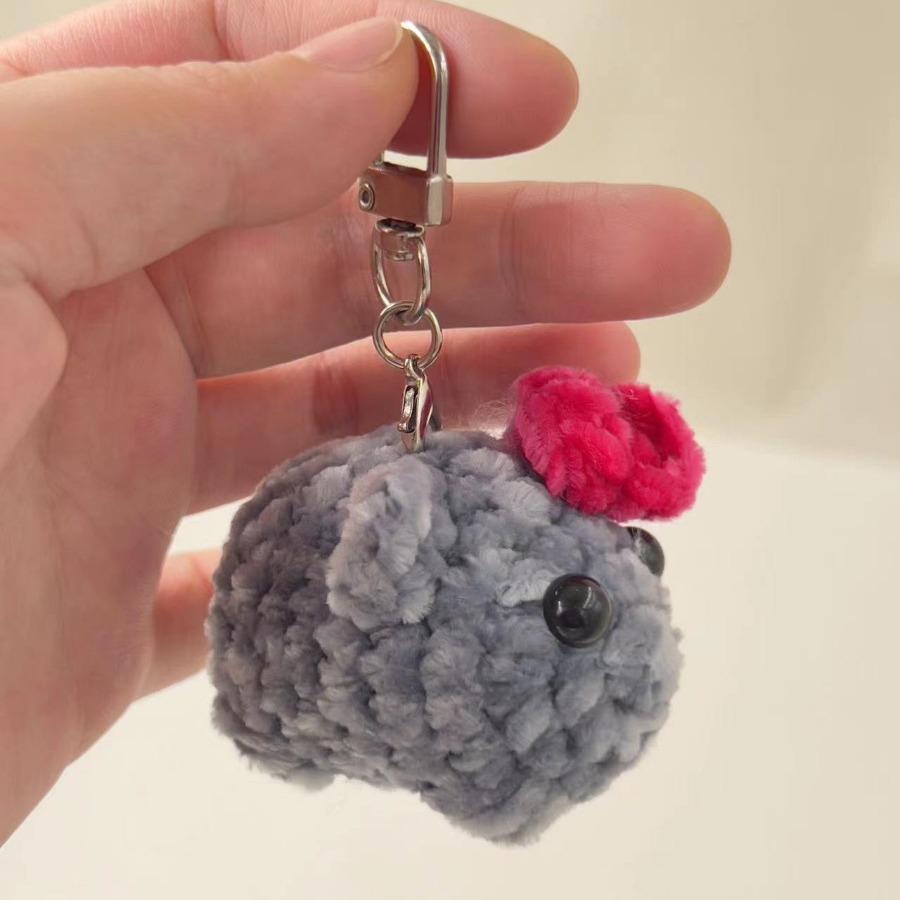 Kawaii Sad Hamster Plush Toy Cute Hamster Plushies Keychain Figure Soft Toy Stuffed Animal Doll Key Ring Key Chain