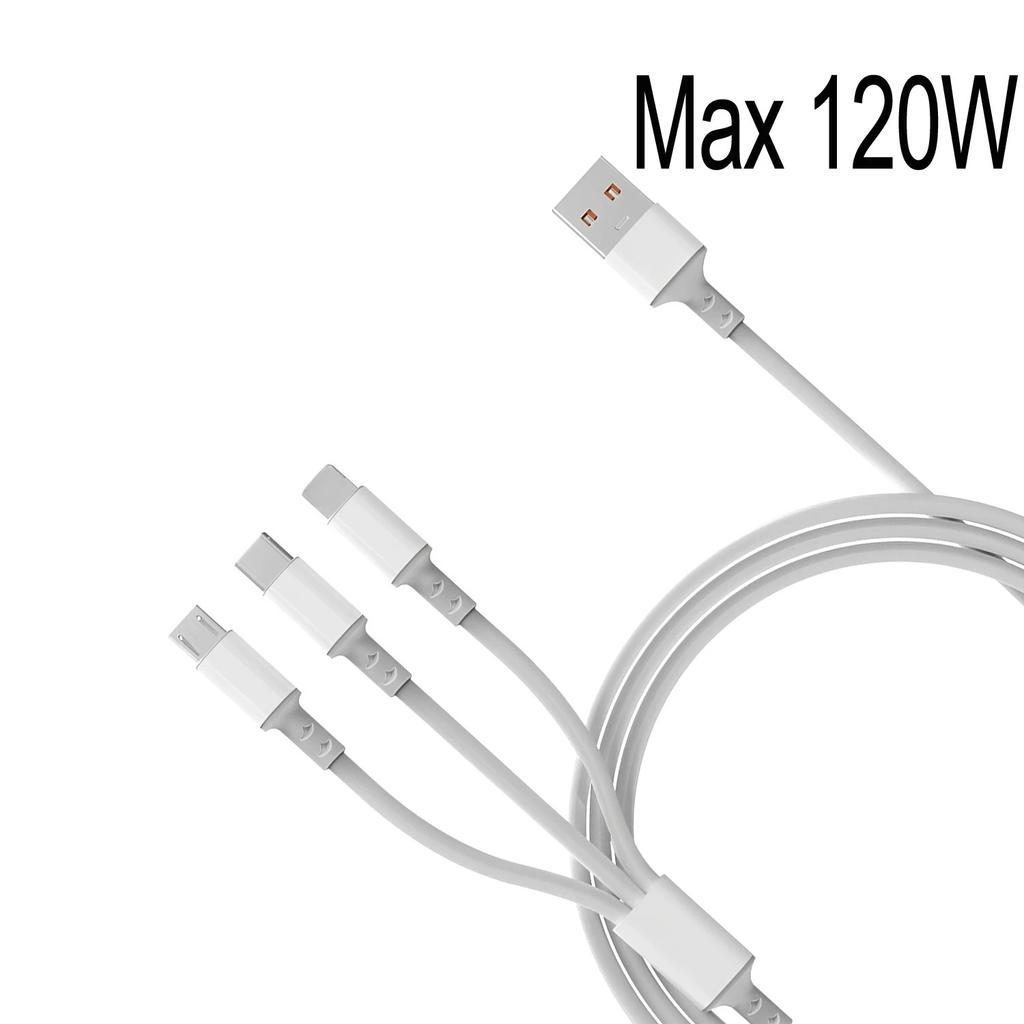 1.2m/3 in 1 USB charging cable USB cable For Iphone 14-8 series Samsung Huawei Xiaomi Multi Port Multiple