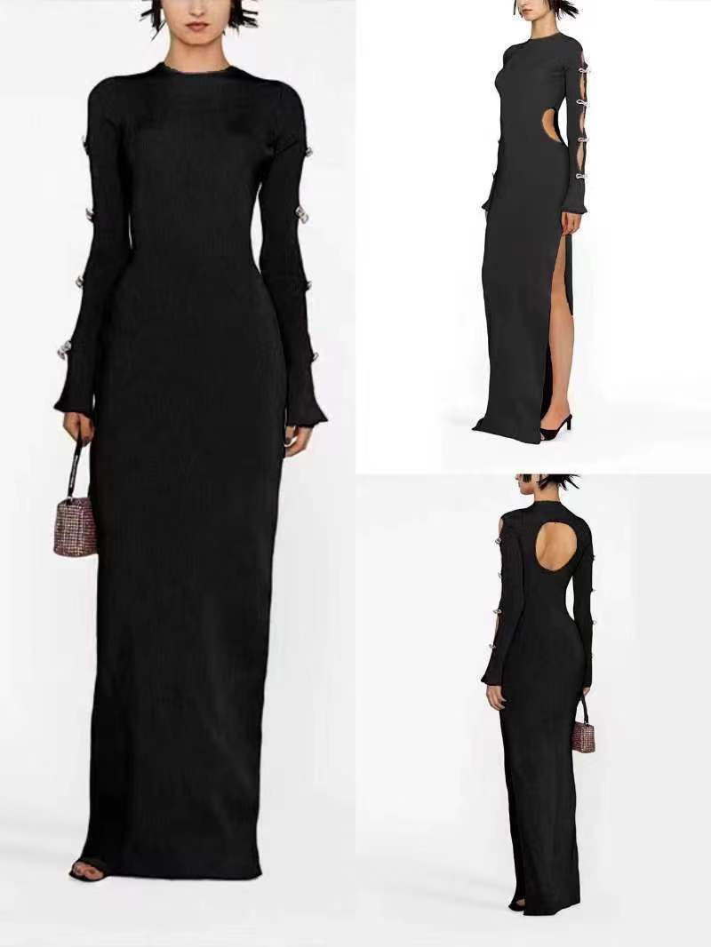 Новое розово-красное платье с бантом и темным узором, длинное, эластичное трикотажное платье с повязкой на талии, женская одежда S чёрный