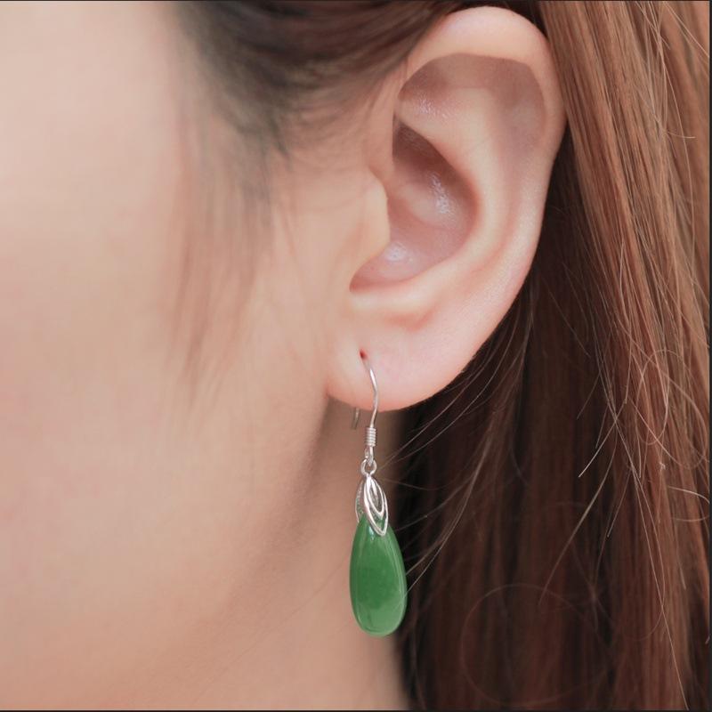 Tancise 925 Sterling Silver Jade Zirkon Náušnice Visací náušnice pro ženy Dárky na svatbu