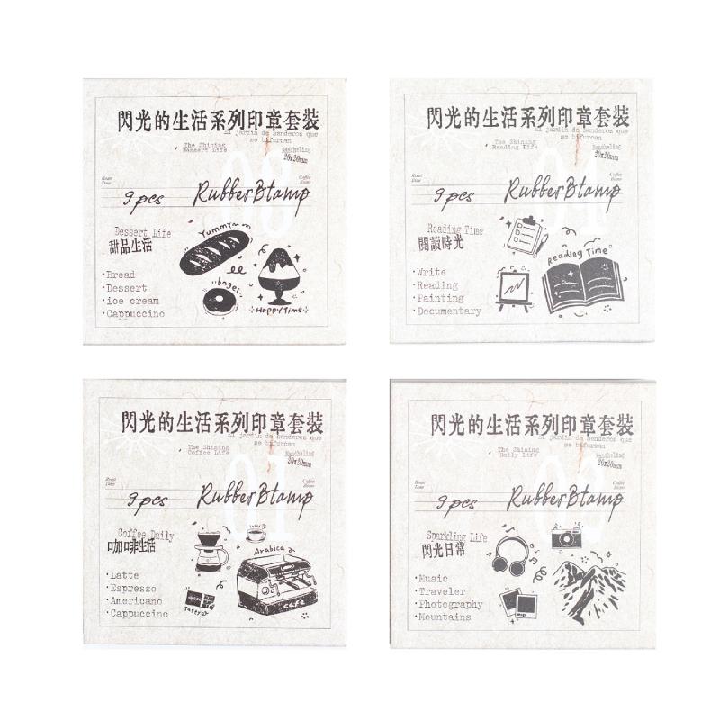 Scatola Set di Sigilli in Legno Stile di Vita Raffinato e Scintillante Tè Retro Versatile Vita Quotidiana Pratico Timbro per Stampa per Diario Manuale