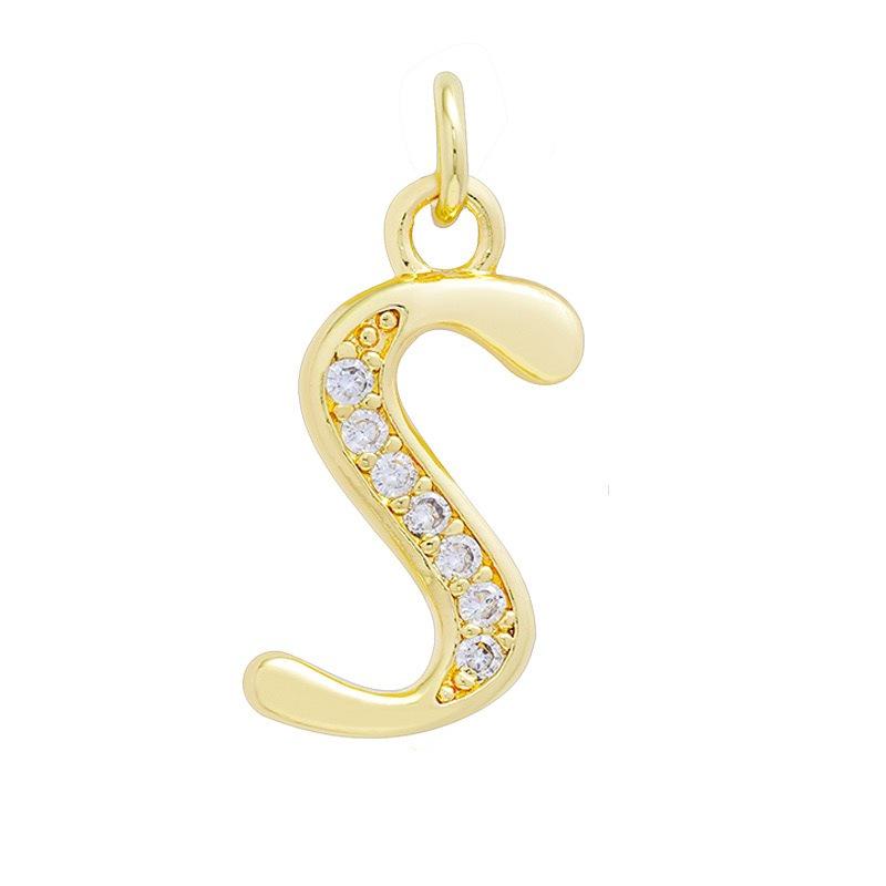 European & American Gold-Plated Copper Zircon Letter Necklace - High-End DIY Jewelry Accessory