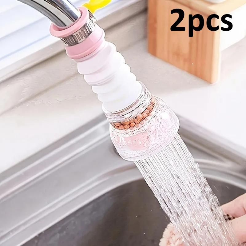 2pcs 360° Rotatable Faucet Filter Extender, Clear Plastic Purifier, No Battery Needed, Water Saving Kitchen Sink Accessory