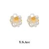 Flower Earrings Design Light Luxury High-End Stud Earrings Temperament Versatile Ear Jewelry