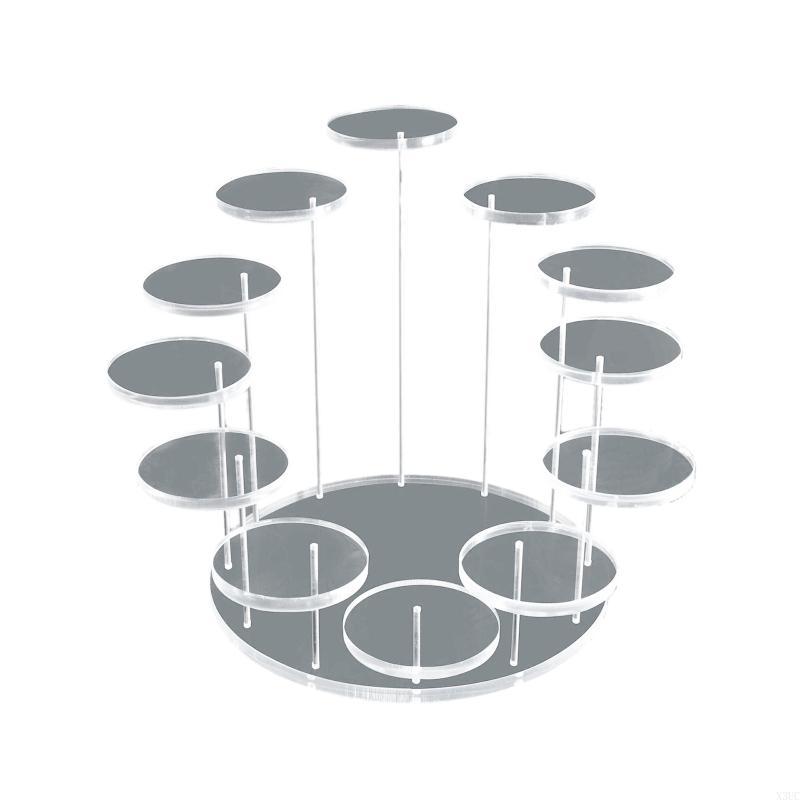 

Acrylic Jewelry Display Stand Multilayer Cake Dessert Rack Ring Necklace Holder for Home Bedroom Shopping Mall Displaying X3UC 12 round чистый