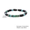 Vnox Retro Accent Stone Spacer Imitation Black Agate Beaded Bracelet with Elastic Rope, Boho Style Men's Jewelry for Party