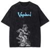 Miyamoto Musashi Samurai "Control Your Anger" Quote Vintage Acid Washed Double Sided Oversized Streetwear Japanese Samurai Graphic T-Shirt Top