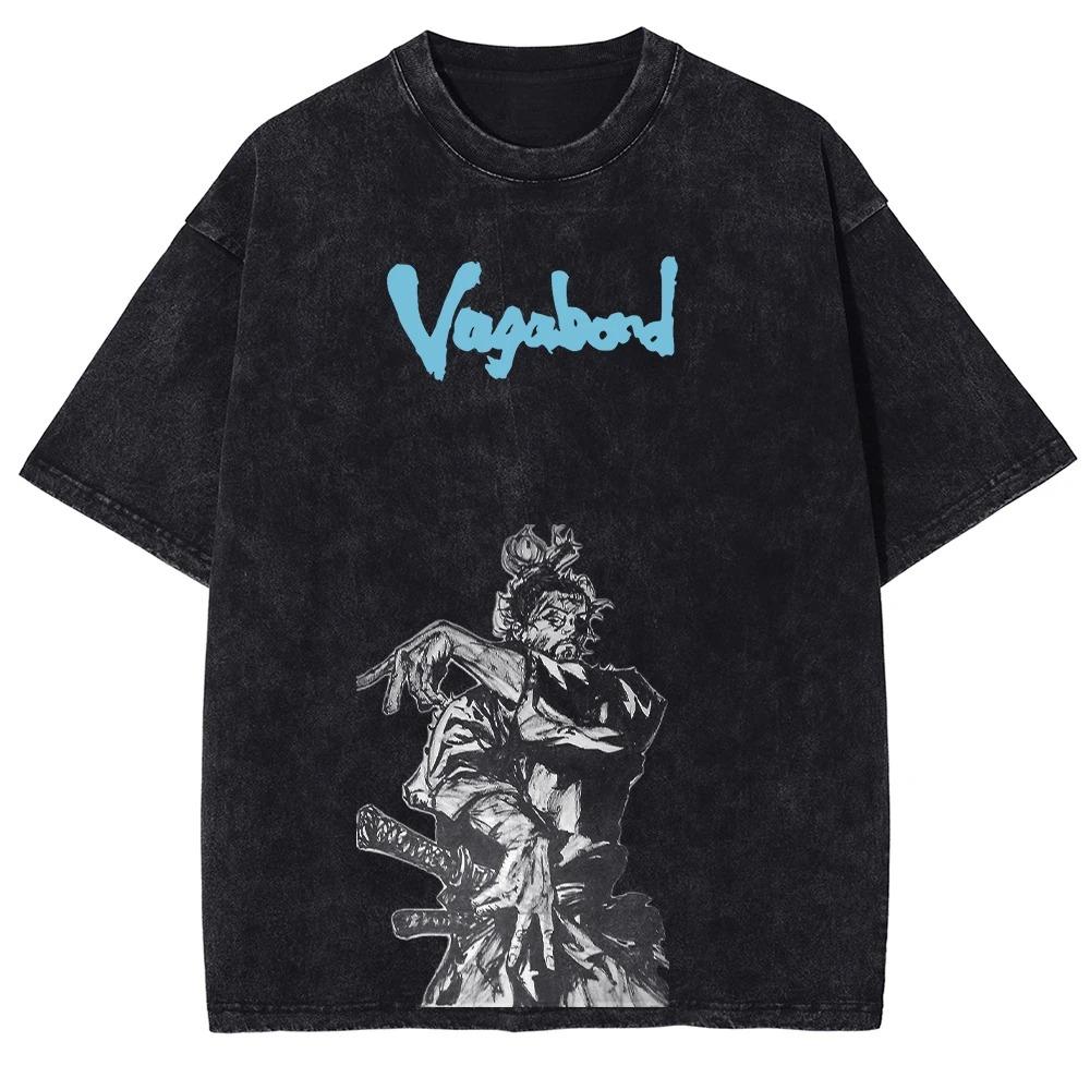 Miyamoto Musashi Samurai "Control Your Anger" Quote Vintage Acid Washed Double Sided Oversized Streetwear Japanese Samurai Graphic T-Shirt Top