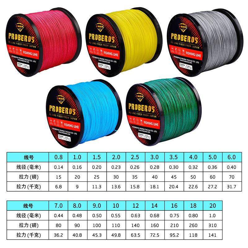 9-trådig 500 meter flätad tråd, 9-trådig PE fiskelina, Dali Ma fiskelina, Jiyu havsfiske huvudlina