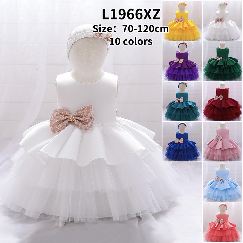 Girls' White Lace Christening Gown - First Birthday Princess Dress