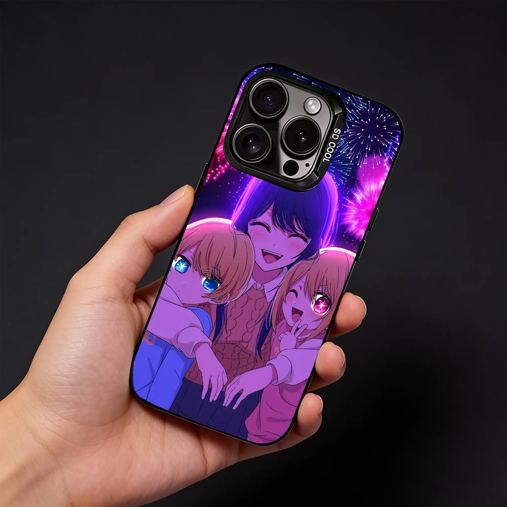 Anime O-Oshi No Ko Phone Case For iPhone17, 16,15,14,13,12 Pro Max Black Candy Matte Shockproof Cover