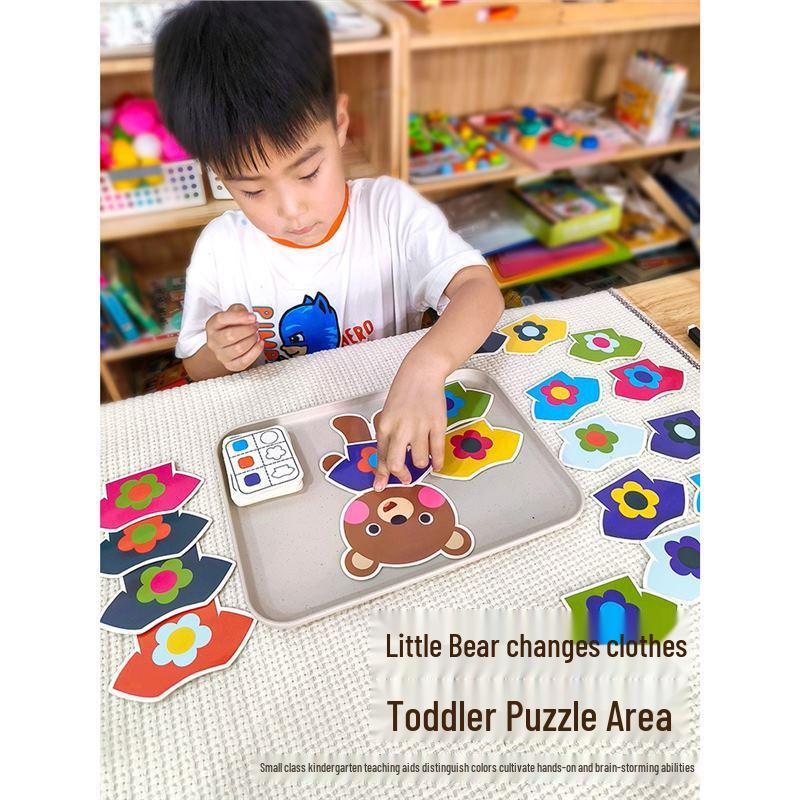 

Montessori Little Bear Dress-Up & Color Matching Puzzle for Kindergarten Children