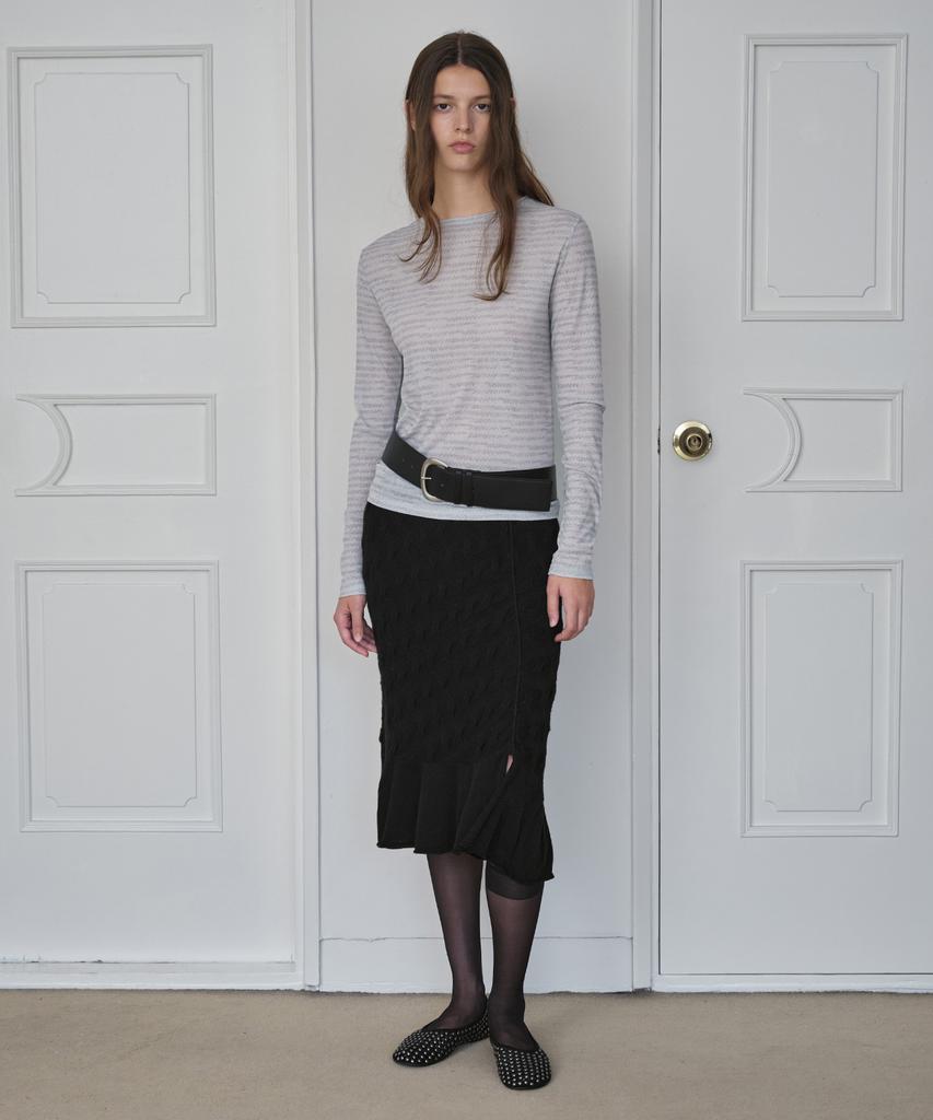 Simeteuligpeosenteu Cable Knit Skirt / Black