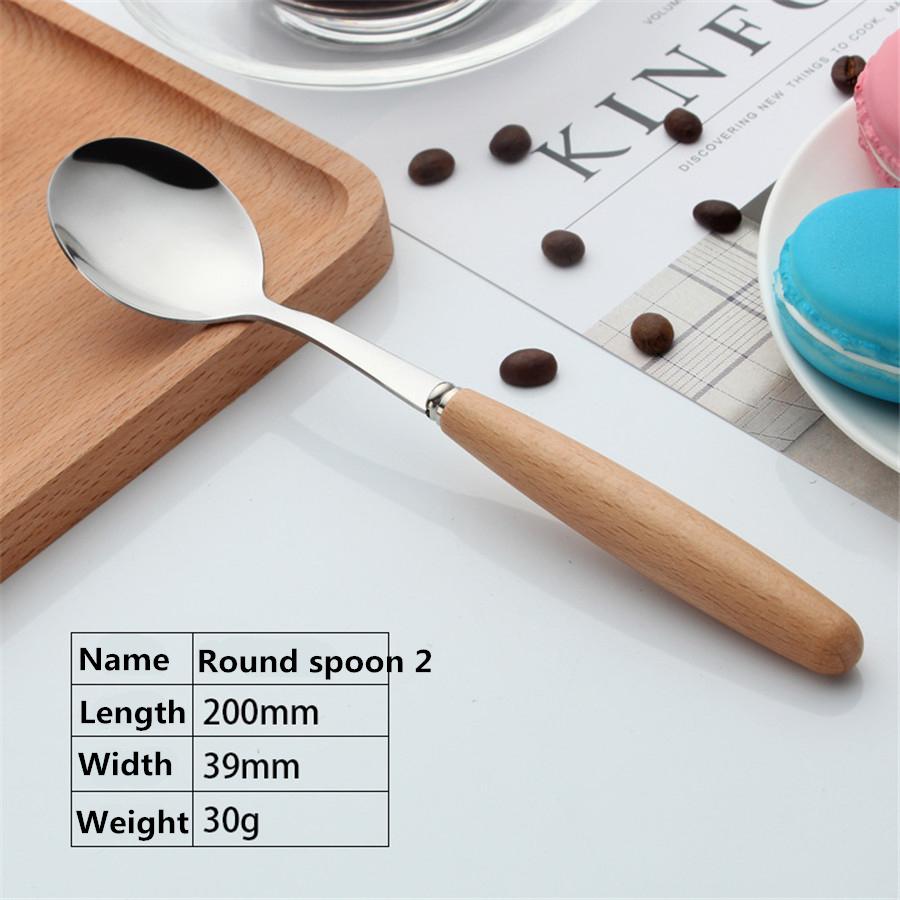 

Ручка из бука из нержавеющей стали Столовая посуда в стиле вестерн Стейк Десерт Кофе Кулинария Нож Вилка Ложка Столовая Творческий