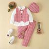 Children's British Style Formal Suit with Bow Tie, Long Sleeve Shirt & Vest - Toddler Boys