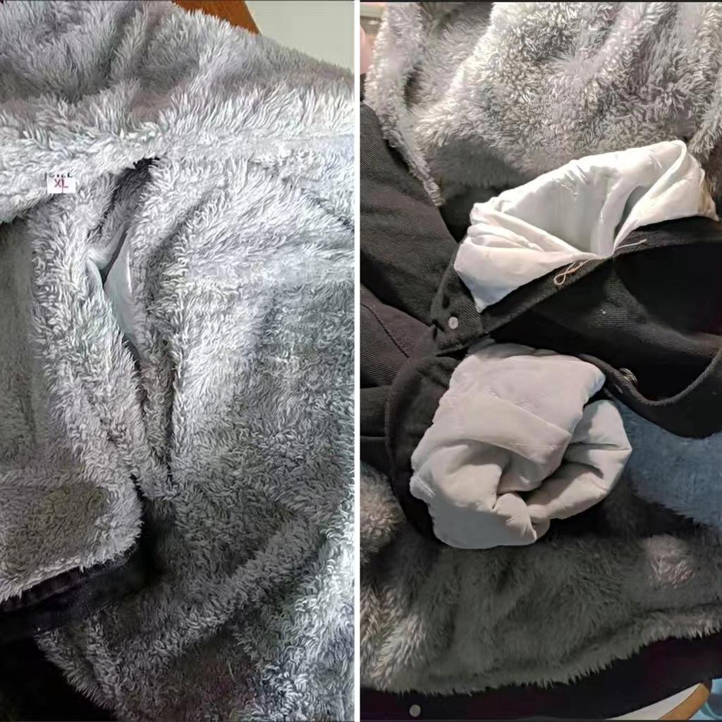 Zimní Silné Písmeno S Kapucí Džínové Bundy Ženy Patchworkové Ležérní Přidat Samet Džínové Kabáty Streetwear Volné Nadměrné Velikosti Teplé Svrchní Oblečení