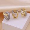 Stripe X-Shaped Open Ring Women'S Copper Gold-Plated Zirconium Two-Color Ring