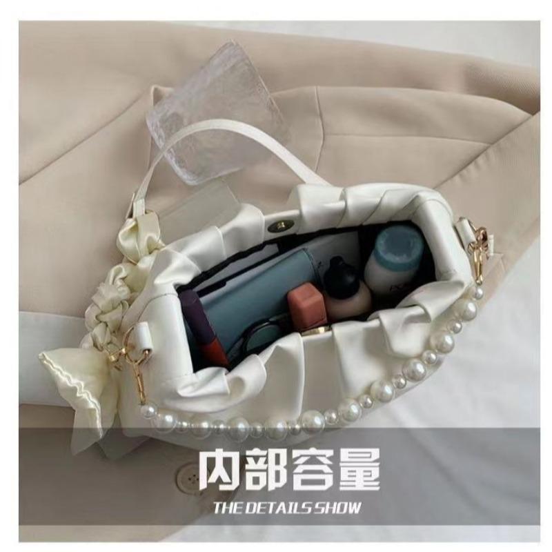 Premium Pearl Pleated Cloud Underarm Bag Niche Bag Women's New Summer Versatile Shoulder Handbag