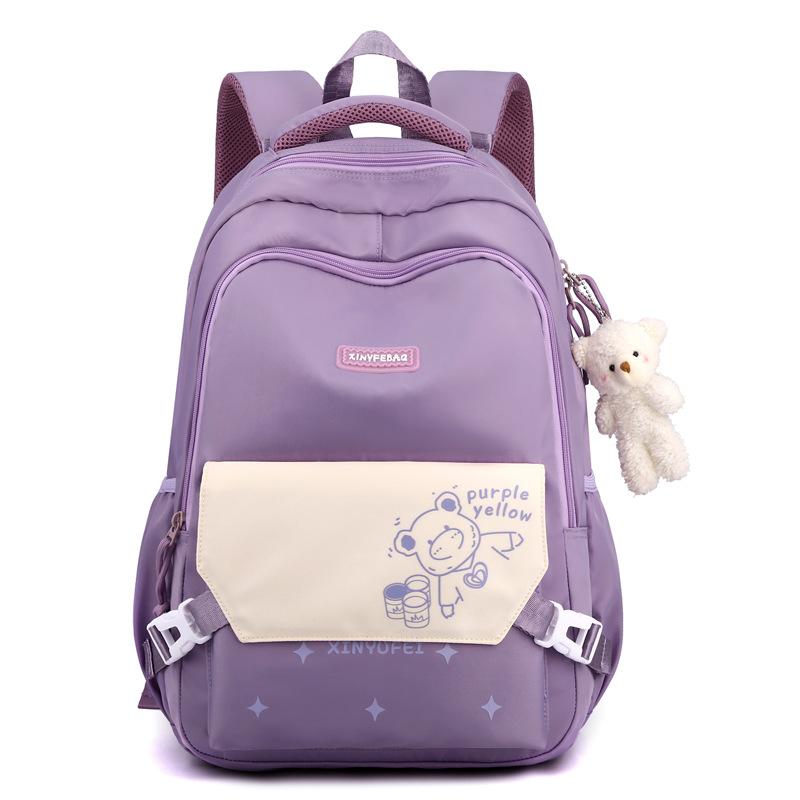 

School bag Middle school student backpack Female primary school student four-piece backpack фіолетовий