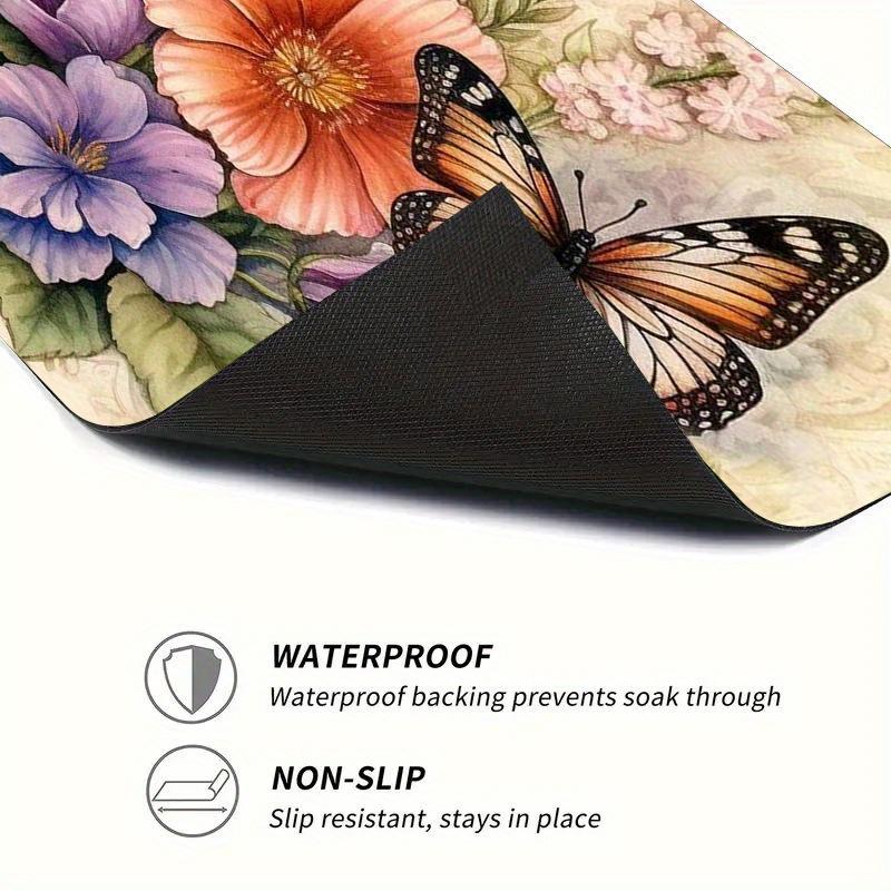 1Pcs Rubber Drying Mat With Flower Pattern For Coffee Shop Restaurant Kitchen Carpet Tableware Durable Diatom Mud Table Mat Pet Mat Coffeeware