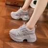 Fashion 2025 New 8.5cm Women's Chunky Sneakers Autumn Fashion Shiny Rhinestone Thick Bottom Shoes High Platform Ladies Sneaker Woman