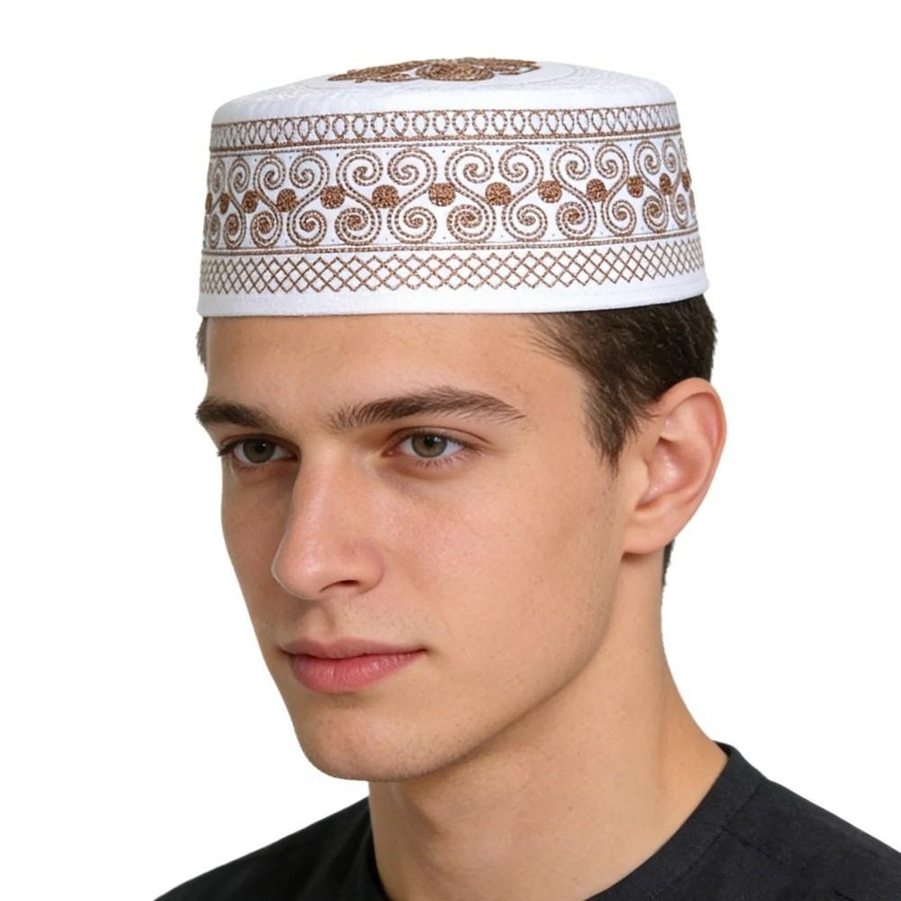 Ethnic Style Islam Flat Cap Traditional Prayer Hat Embroidery Jewish Hat  Islamic Events