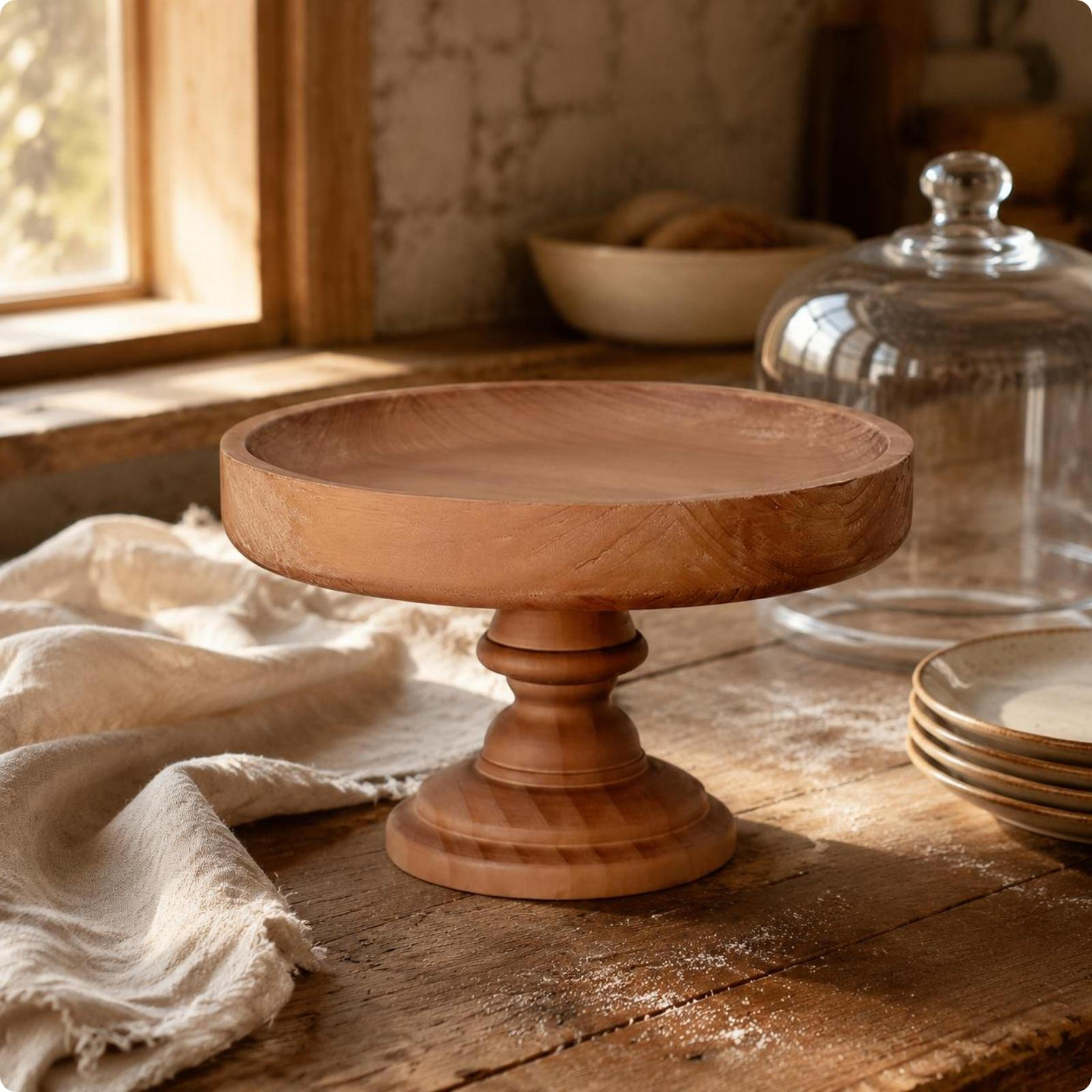 Wooden Cake Stand Vintage Wood Dessert Display Versatile Rustic Pedestal for Buffet,