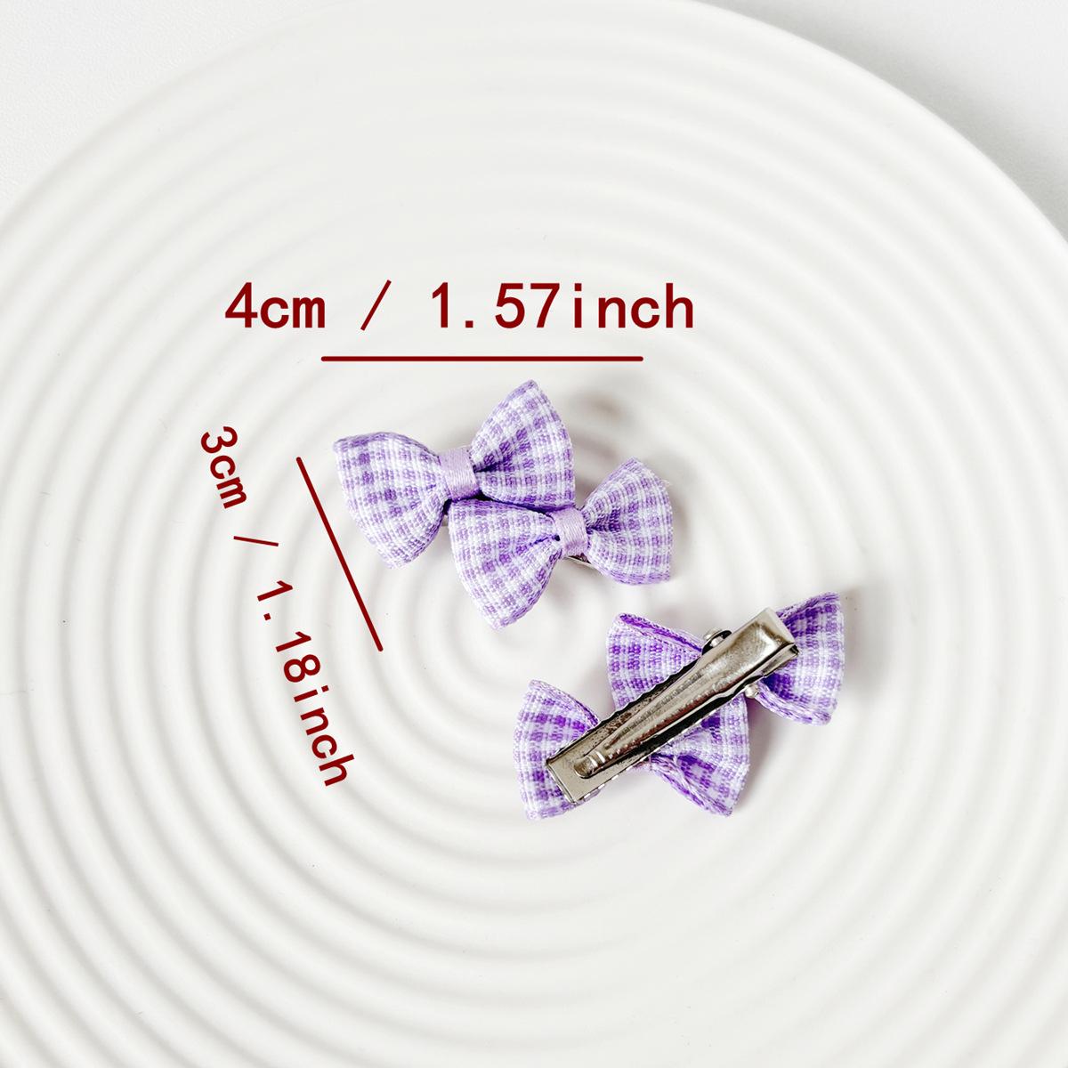Plaid Bow Hair Clip - Japanese College Style Duckbill for Students фиолетовый