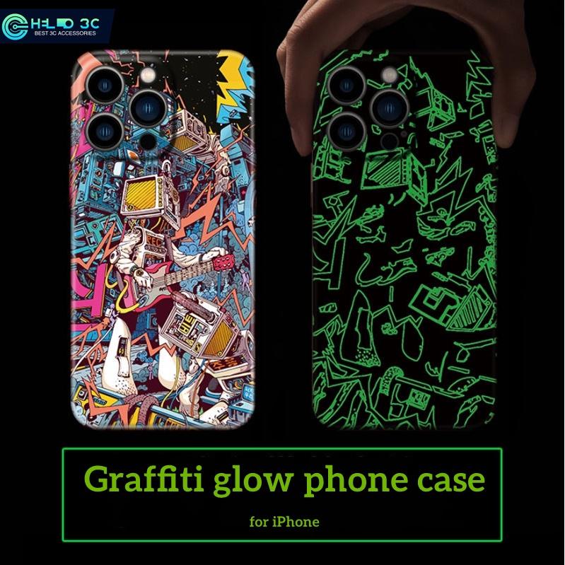 

Светящийся чехол с граффити для iPhone 13/14/15, флуоресцентный чехол для iPhone 15 pro max, противоударный чехол для iPhone 14 pro max, нежелтый чехол для iPhone 15 pro max