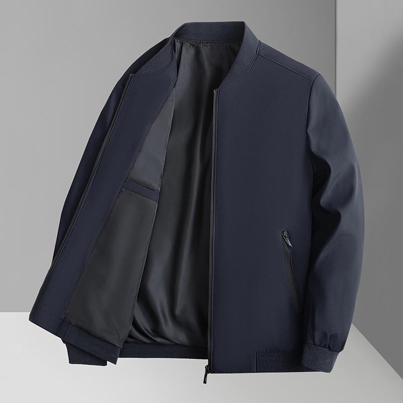 Spring and Autumn Light Jacket Men's Stand-up Collar Light Business Casual Jacket Middle-aged and Elderly Men's Loose Top