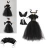 Classic Halloween Cartoon Cosplay Costume Suit For Kids- Maleficent Character Dress