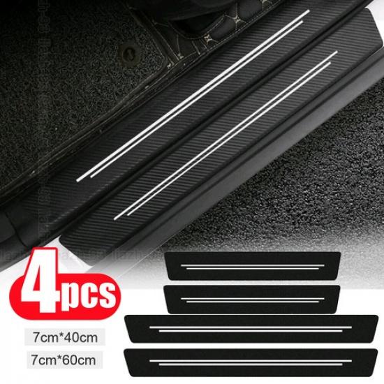 4pcs Car Door Plate Sill Scuff Cover Anti Scratch Decal Sticker Protective Trims