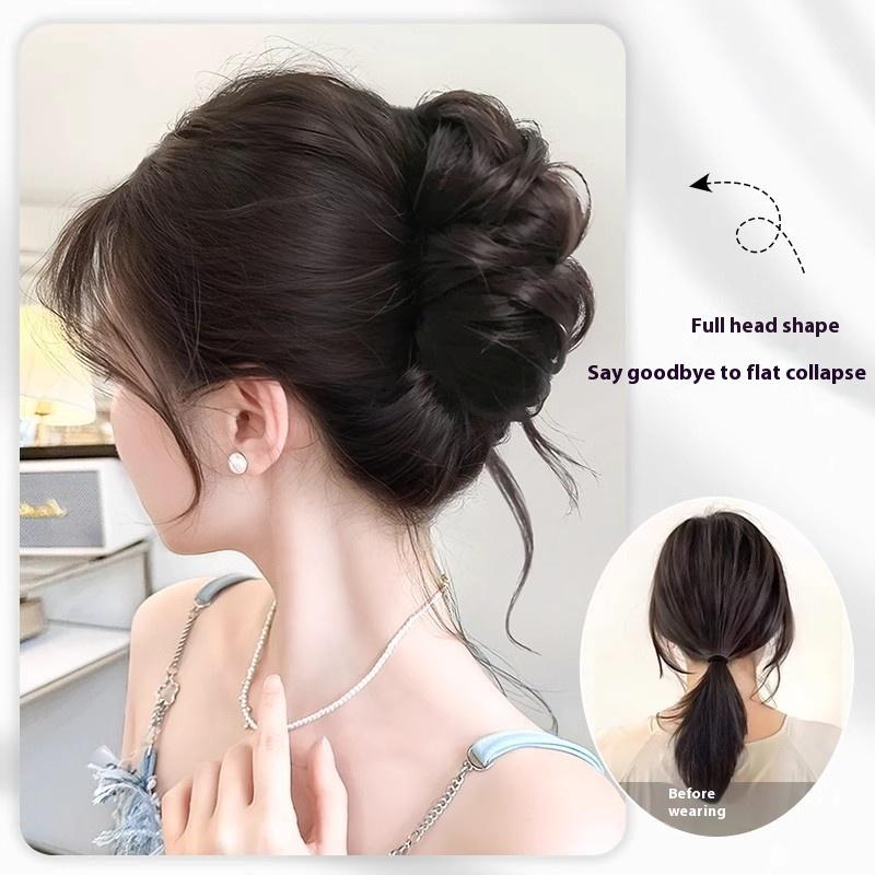 Postiço Sintético Coque Desarrumado Clipe de Garra Extensões de Rabo de Cavalo Estilo Scrunchie Coque Preguiçoso em Botão de Flor Chignon Rabo de Cavalo Ondulado Cacheado