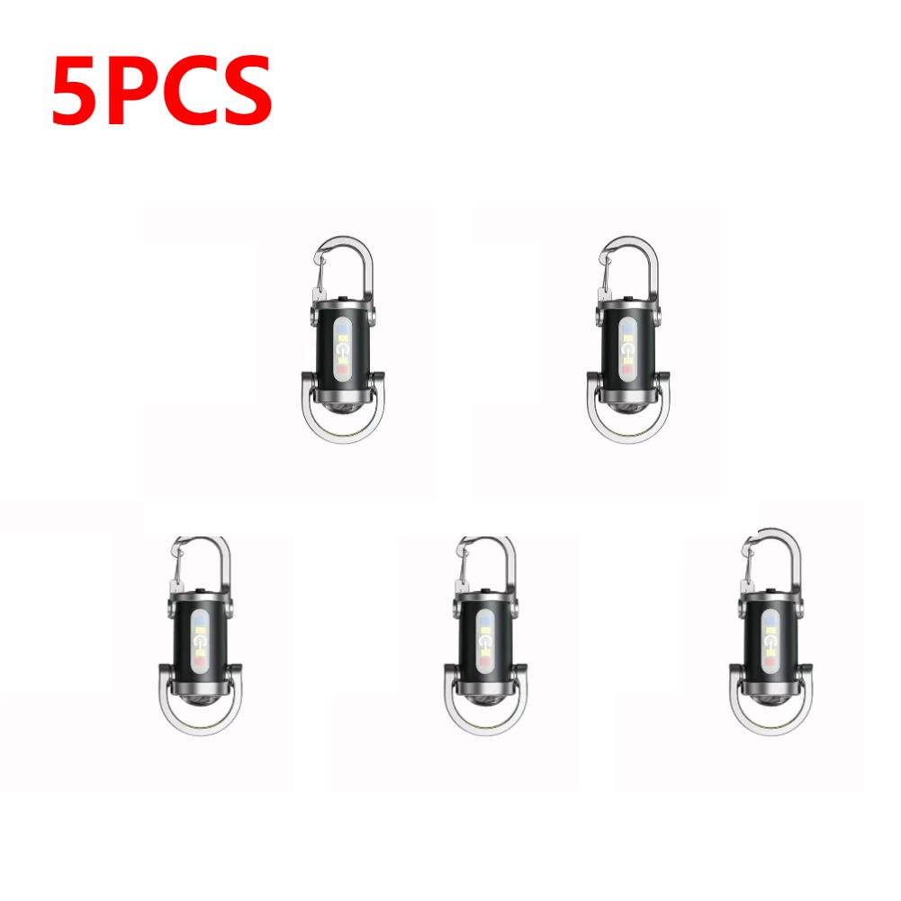1-5PCS Powerful COB LED Flashlight Keychain USB Rechargeable Hanging Pocket Flashlight Waterproof Keyring For Camping Walking