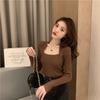 Women Pullover Long Sleeve Top Square Collar Casual Fashion Sweater Women Jumper Sexy Knitwear Sweater Tops