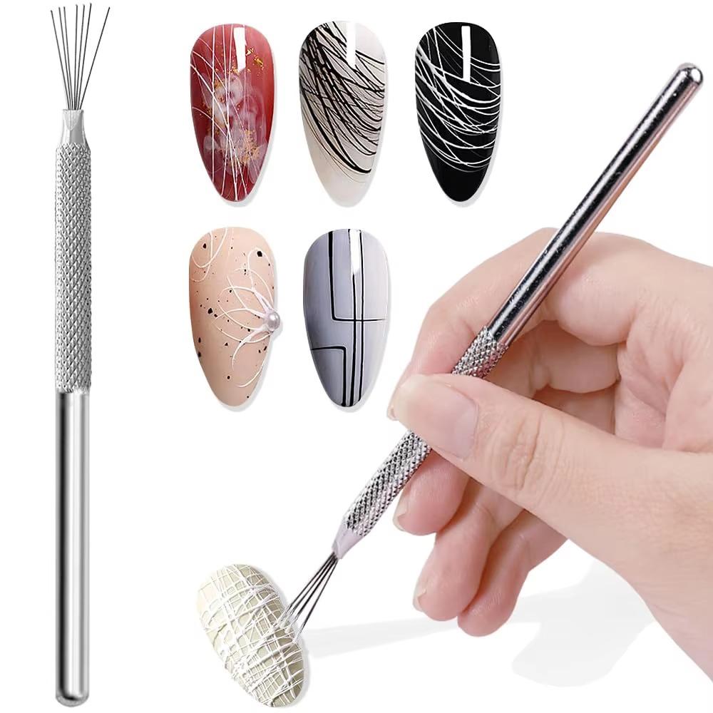 

Stainless Steel Nail Art Pens Stripe Lines Nail Brush New 7-pin Nail Liner Nail Art Tools