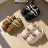 New retro Mary Jane Velcro all-inclusive heel cotton shoes autumn and winter home velvet warm non-slip cotton slippers