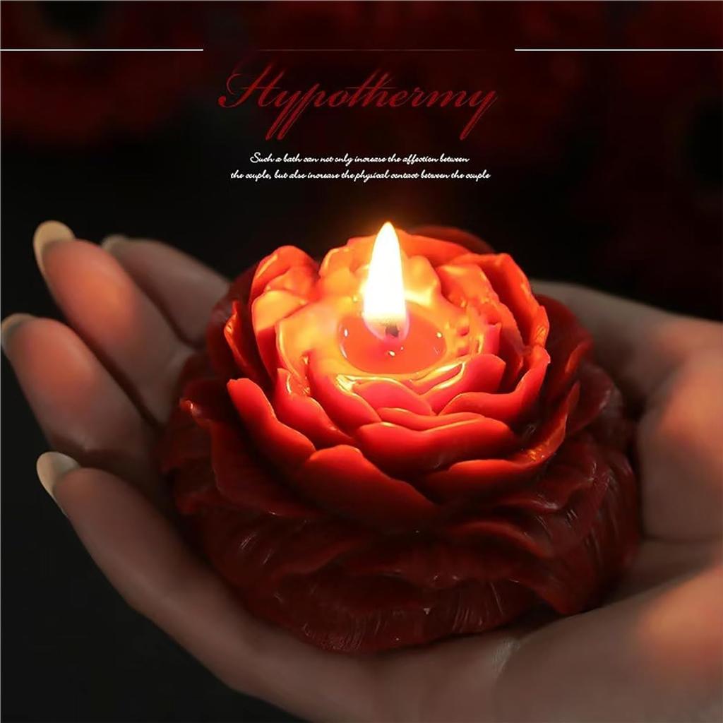 118.4°F 4 Pcs Low Temperature Candles Wine Red Red Pink White Peony Flower Shaped Scented Candles Adult Low Heat Body Safe Candles Wax Play for
