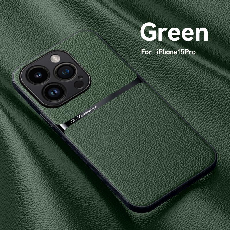 For iPhone 15 14 13 12 11 Pro Max Case Magnetic Car Holder Phone Case For iPhone 14 15 Plus X XR XS Max Soft Leather Back Cover