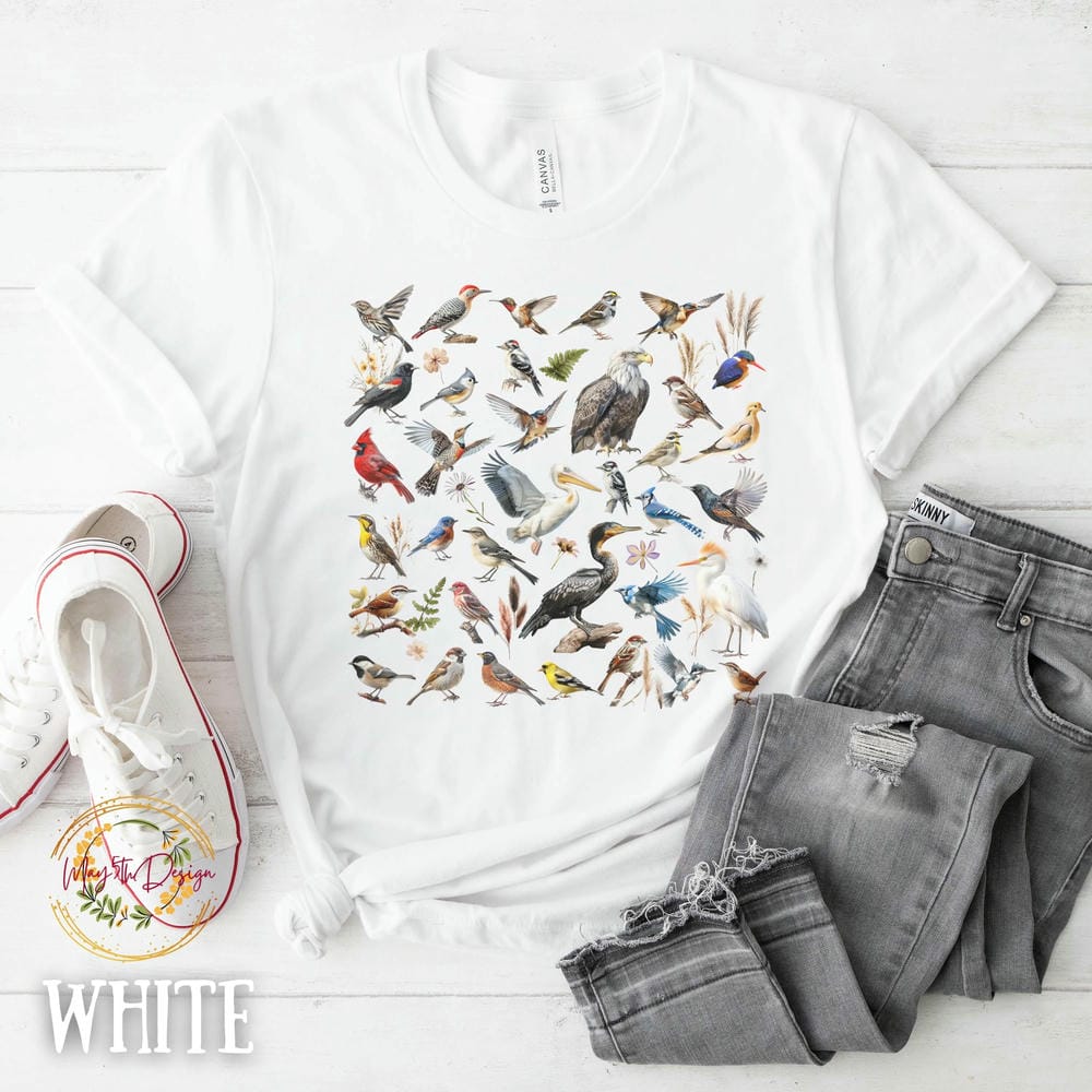 Boho Bird Shirt Bird Watching Gift Bird Watcher Shirt Cottagecore Garden Bird Tshirt Short Sleeve Y2K Unisex Shirt Streetwear